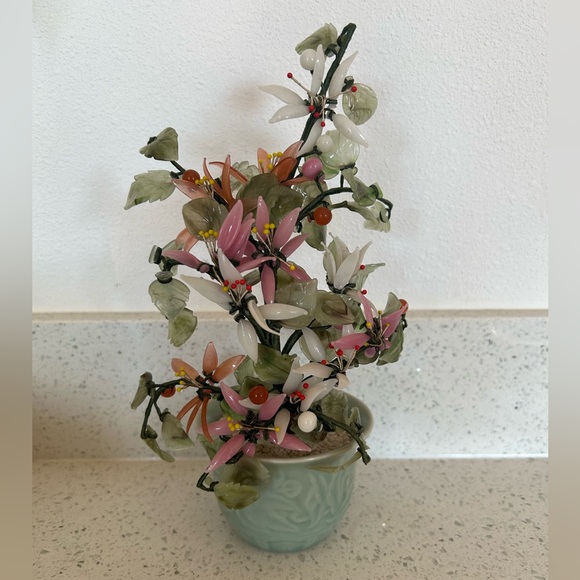 Decorative Floral Gemstone Tree in Ceramic Pot